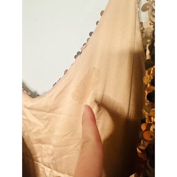 SALONI Aidan Bronze Copper Sequin Mesh Sleeveless V-Neck Sheath Dress Size US 6 - Picture 16 of 16